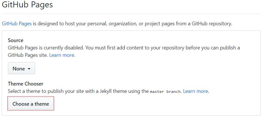 找到Github Pages设置项，选择'Choose a theme'