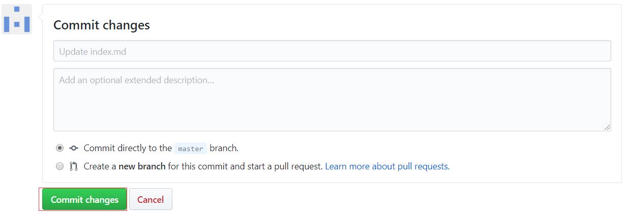 确认index.md内容，提交修改，完成Github Pages的初始化