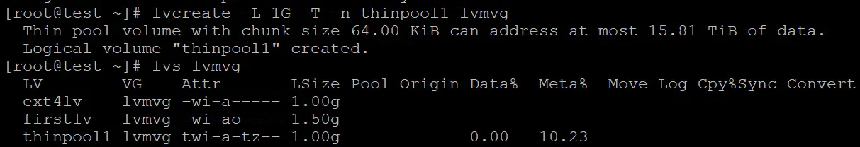 创建thin pool